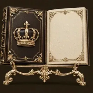 Ornate open book — Red Lion