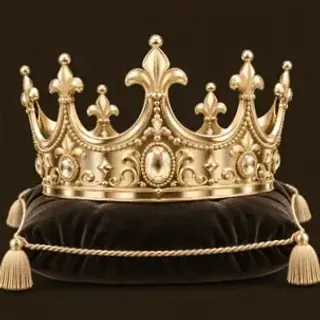 Gold crown on cushion — Red Lion