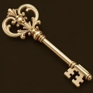 Ornate antique key — Red Lion