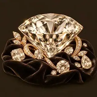 Faceted diamond gemstone — Red Lion